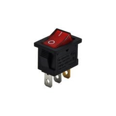 Mini Işıklı Anahtar 3Pin On-Off Kırmızı (220V) AF118-0 (Ekonomik)