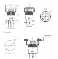 19mm Plastik Ledli Kalıcı Buton Kırmızı P1