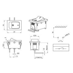 Mini Anahtar Siyah On-Off 2Pin 90'C AF120D