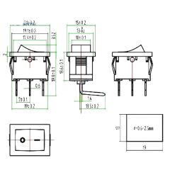 Mini Anahtar Siyah On-On 3Pin 90'C AF121D