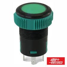 19mm Plastik Ledli Yaylı Buton Yeşil P58