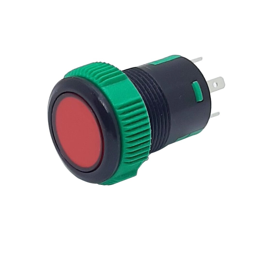 19mm Plastik Ledli Yaylı Buton Kırmızı P56