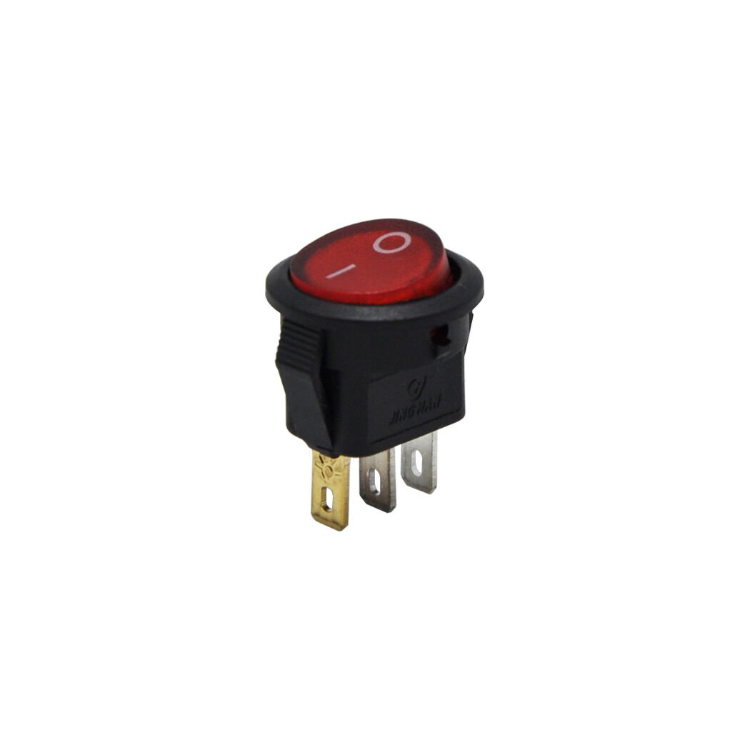Yuvarlak Mini Işıklı Anahatar Kırmızı On-Off (220V) 3Pin AF134D