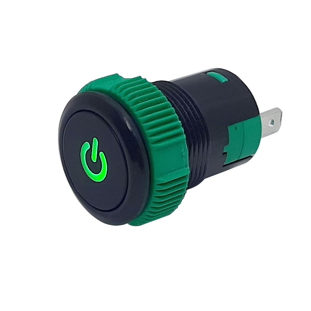 19mm Plastik Power Simge Yaylı Buton Mavi P57T