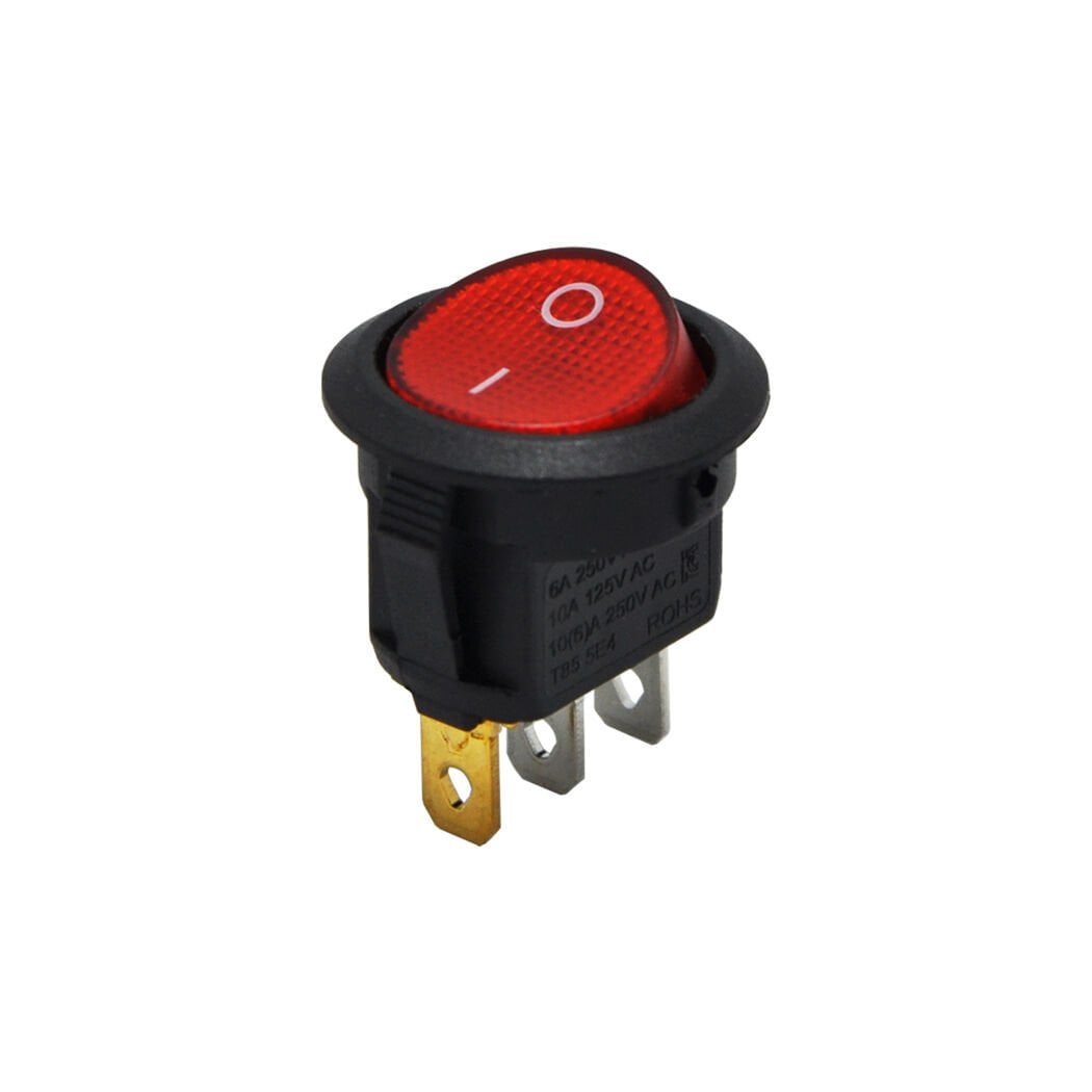 Yuvarlak Anahtar Işıklı Kırmızı On-Off (220V) 3Pin AF131