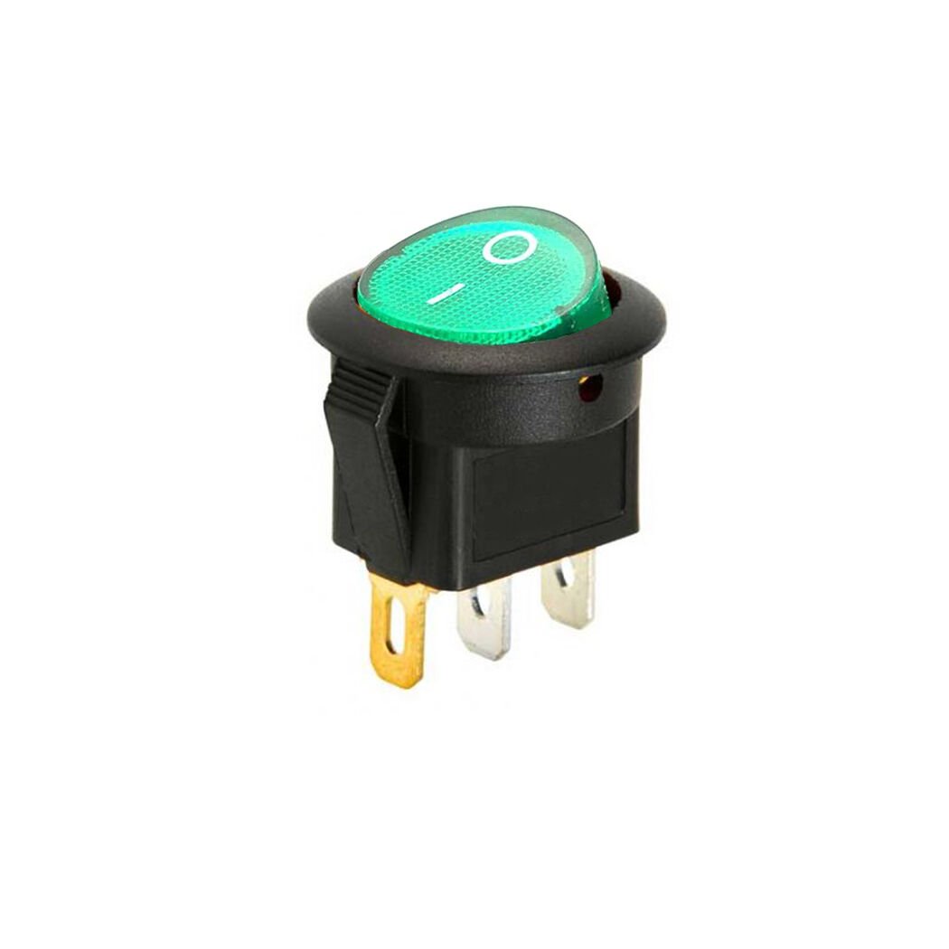 Yuvarlak Anahtar Işıklı Yeşil On-Off (220V) 3Pin AF131