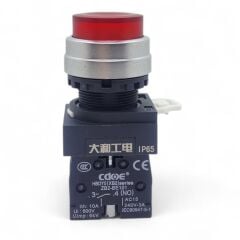 22mm Start Butonu Işıksız Kırmızı Yaylı IP65