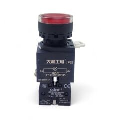 22mm Işıklı Stop Butonu NC Kontak Yaylı IP65