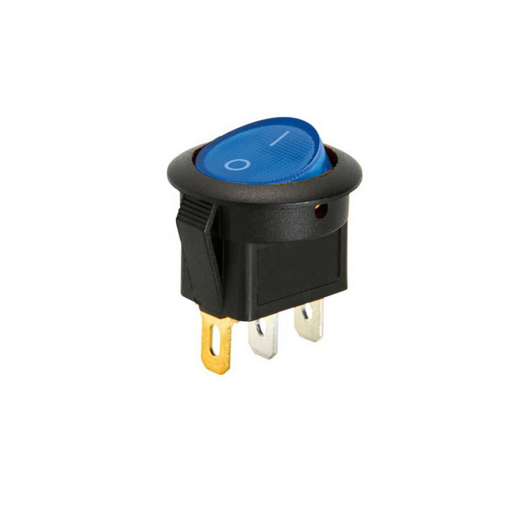 Yuvarlak Anahtar Işıklı Mavi On-Off (12V) 3Pin AF131A