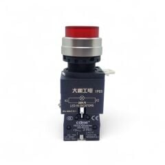 22mm Işıklı Kırmızı Stop Butonu NC Kontak Yaylı IP65