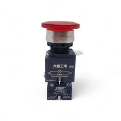 22mm Işıklı Kırmızı Stop Mantar Buton NC Kontak Yaylı IP65
