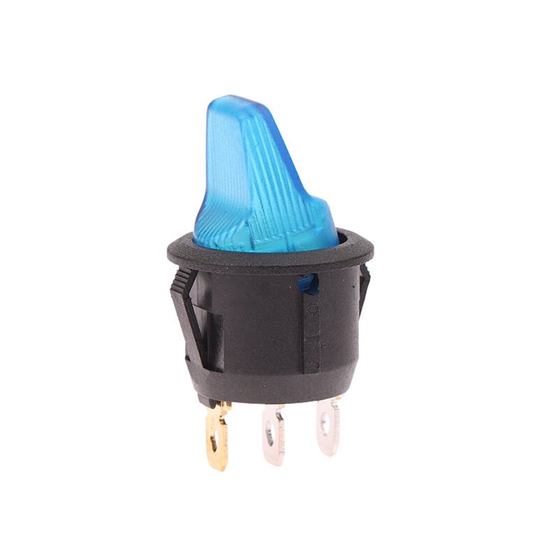 Yuvarlak Anahtar Işıklı Mavi (mandal) On-Off (12V) 3Pin AF131M