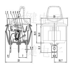 Yuvarlak Anahtar Işıklı Mavi (mandal) On-Off (12V) 3Pin AF131M