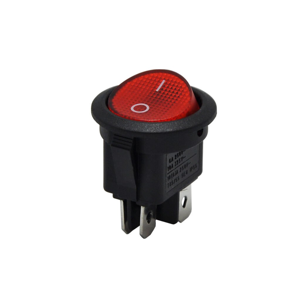 Yuvarlak Anahtar Işıklı Kırmızı On-Off (220V) 4Pin AF131-4