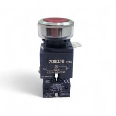 22mm Işıklı Kırmızı Stop Butonu NC Kontak Yaylı IP65