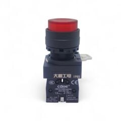 22mm Işıksız Kırmızı Stop Butonu NC Kontak Kalıcı IP65