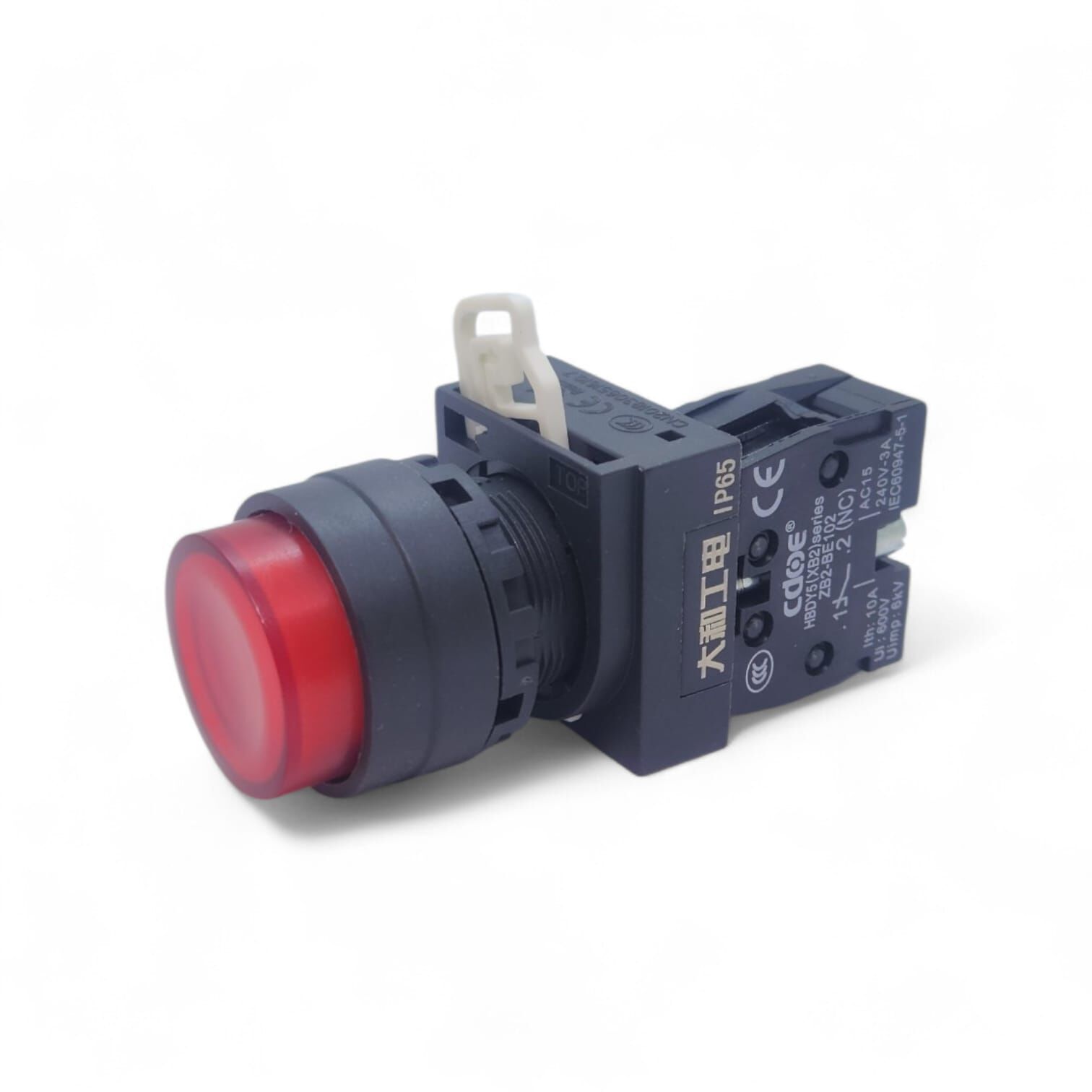 22mm Işıksız Kırmızı Stop Butonu NC Kontak Kalıcı IP65