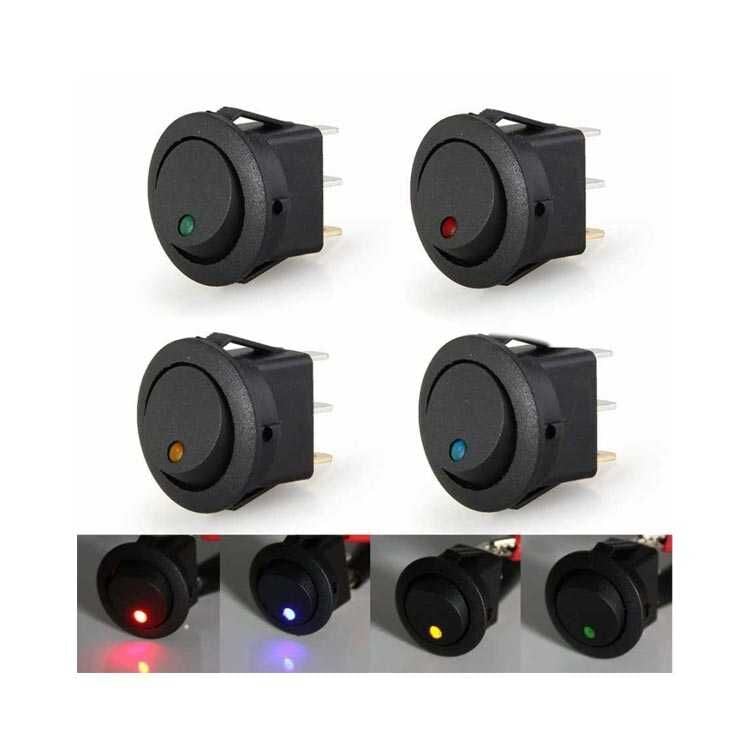 Yuvarlak Anahtar Nokta Işıklı Yeşil On-Off (12V) 3Pin AF132A