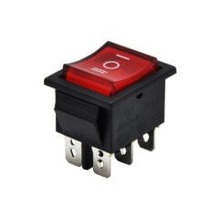 Geniş Anahtar Işıklı Kırmızı On-Off-On (220V) 6Pin AF105