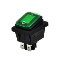 Geniş Anahtar Işıklı Körüklü Yeşil On-Off (220V) 4Pin AF104W