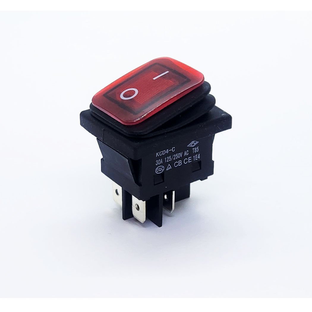 Geniş Anahtar Işıklı Körüklü Kırmızı On-Off (220V) 4Pin (30A) AF104W1