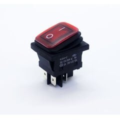 Geniş Anahtar Işıklı Körüklü Kırmızı On-Off (220V) 4Pin (30A) AF104W1