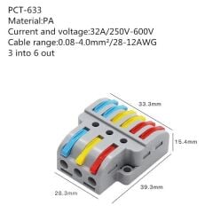 PCT-633 3 Giriş 6 Çıkış Kablo Birleştirici Klemens AF272a