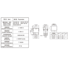 İkili Anahtar Işıklı Kırmızı On-Off (220V) 6Pin AF101