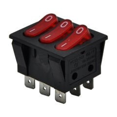 Üçlü Anahtar Işıklı Kırmızı On-Off (220V) 9Pin AF135