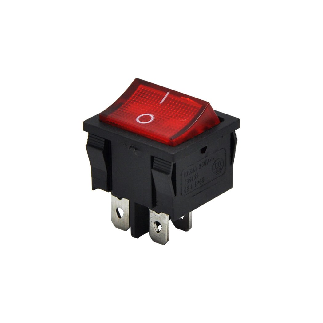 Orta Boy Anahtar Işıklı Kırmızı On-Off (220V) 4Pin AF126