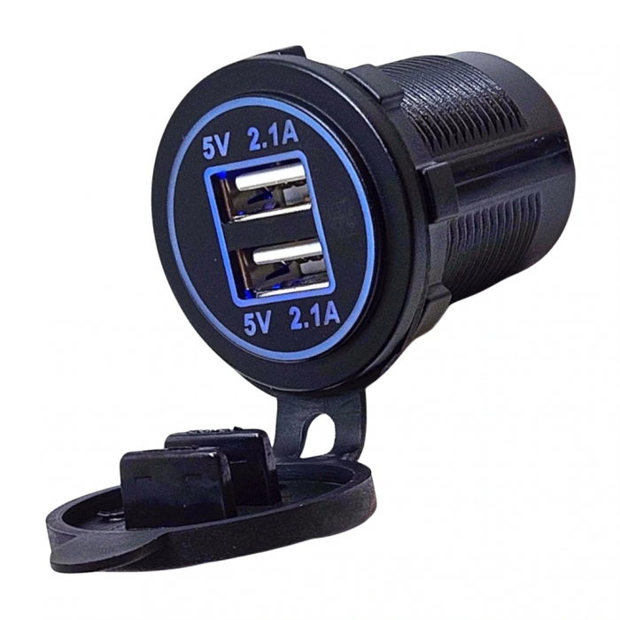 AF266C9 Pano Tip İkili Usb 4.2A Mavi Ledli
