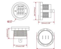 AF230F1 Dijital Voltmetre Ampermetre Mavi Ledli 12V 24V
