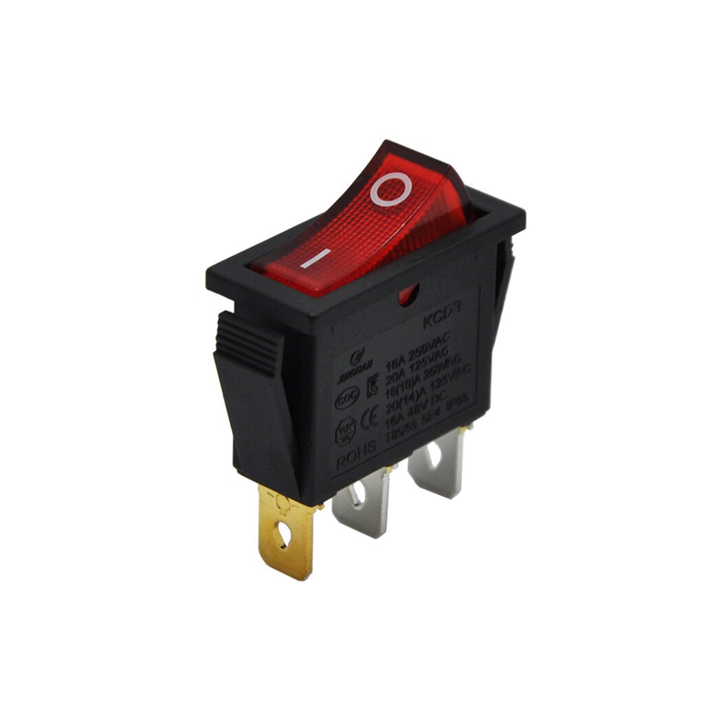 Tekli Dar Anahtar Işıklı Kırmızı On-Off (220V) 2Pin AF113