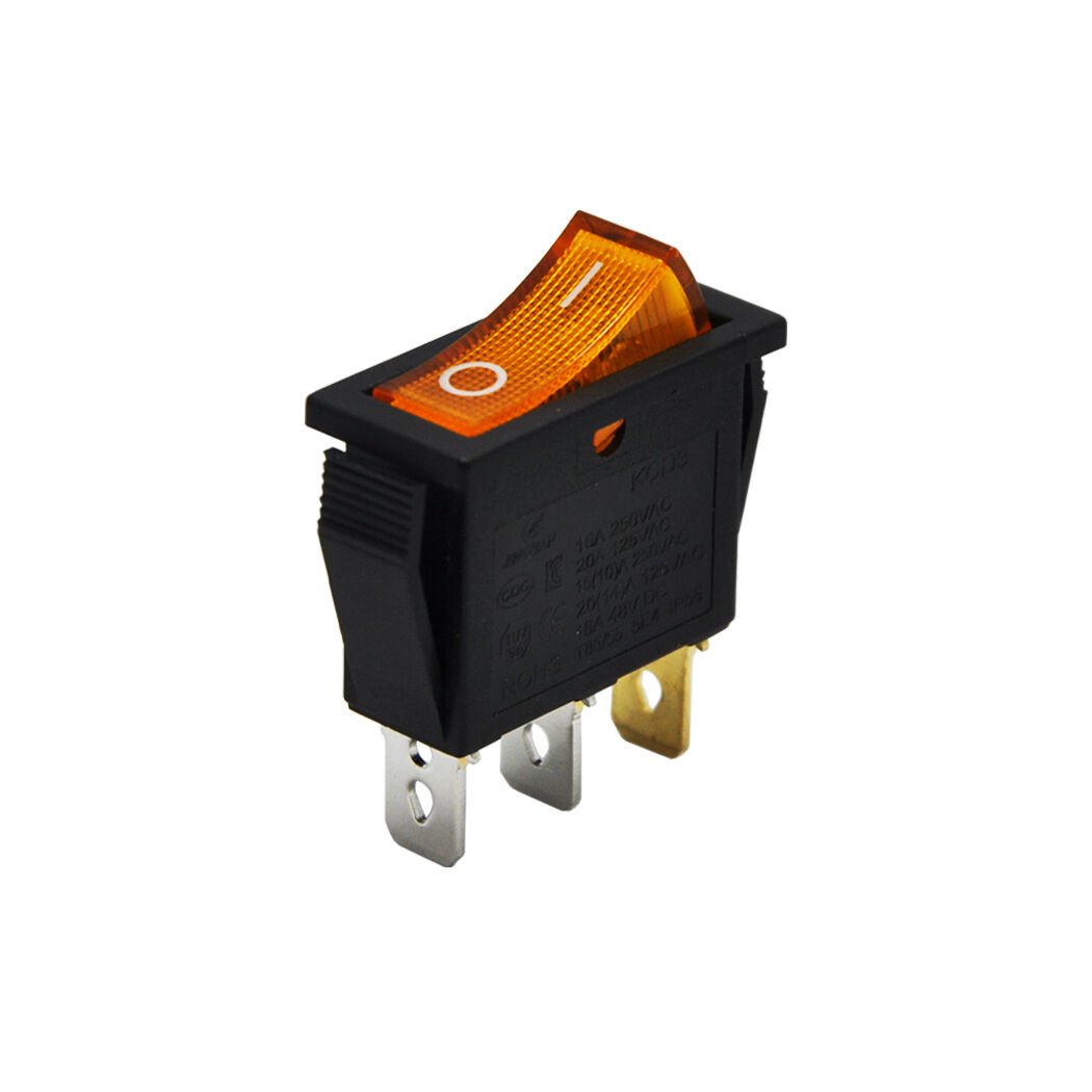Tekli Dar Anahtar Işıklı Sarı On-Off (220V) 2Pin AF113