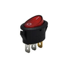 Oval Anahtar Işıklı Kırmızı On-Off 3Pin (220V) AF134B
