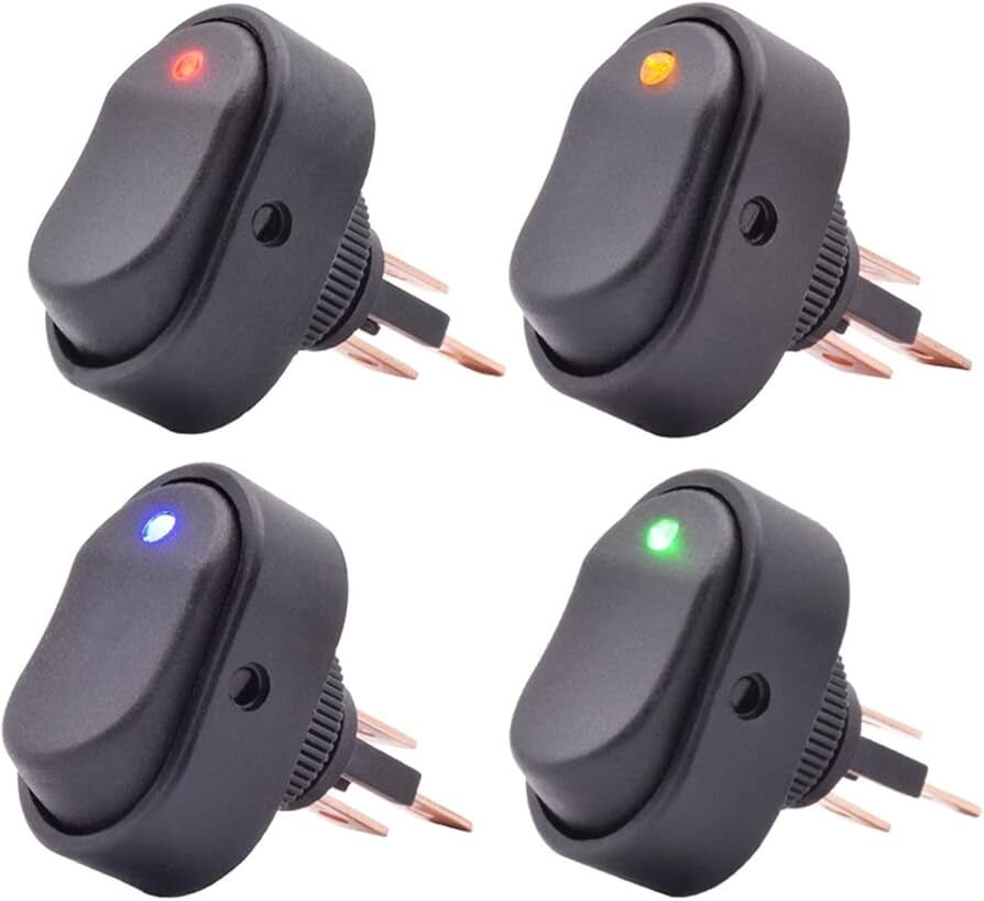 Oval ASW Serisi Sarı LEDLİ On-Off 12V 20A 3Pin AF132A-2