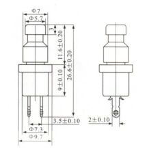 7mm Buton Diyafon Mini Ters Kontak (NK) Siyah AF178