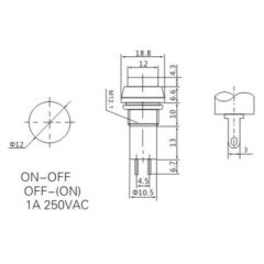12mm Buton Plastik On-Off PBS11A Sarı AF185