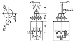 Toggle Swıtch 9P On-Off-On Pcb Mts-303 Pcb Pin Af148B