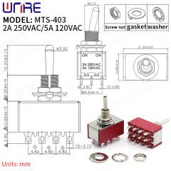 Toggle Swıtch 12P On-Off-On Pcb Mts-403 Pcb Pin Af148D