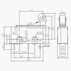 Micro Switch Orta Boy Pcb Bacak Makaralı Af169