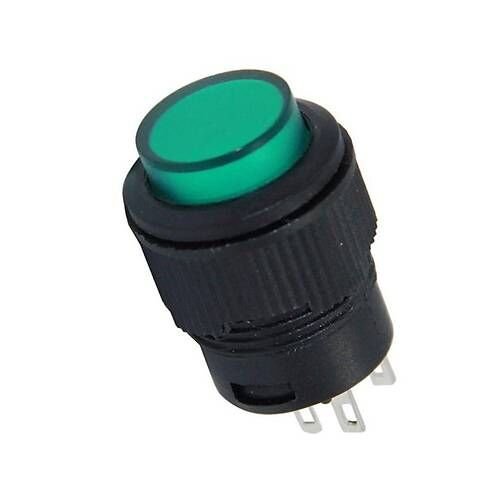 16Mm Plastik Ledli Yaylı Yeşil Buton Af180B