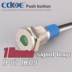 10 mm Metal Kablolu Sinyal Ip67 Yeşil 24V Gq10T-G