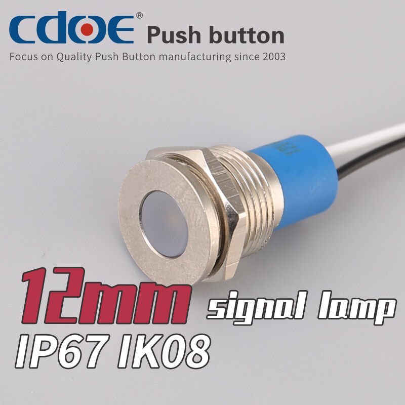 12 mm Metal Kablolu Sinyal Ip67 Beyaz 24V Gq12T-W