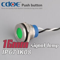 16 mm Metal Kablolu Sinyal Ip67 Kırmızı 24V Gq16T-R