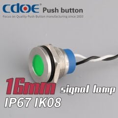 16 mm Metal Kablolu Sinyal Ip67 Yeşil 24V Gq16T-G