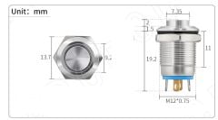 12mm Metal Beyaz Ledli Buton Nikel Ip65 Cd12-W