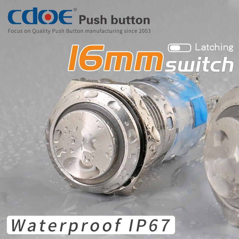 16mm Metal Beyaz Ledli Buton Paslanmaz/Çelik Ip67 Cd39-1S