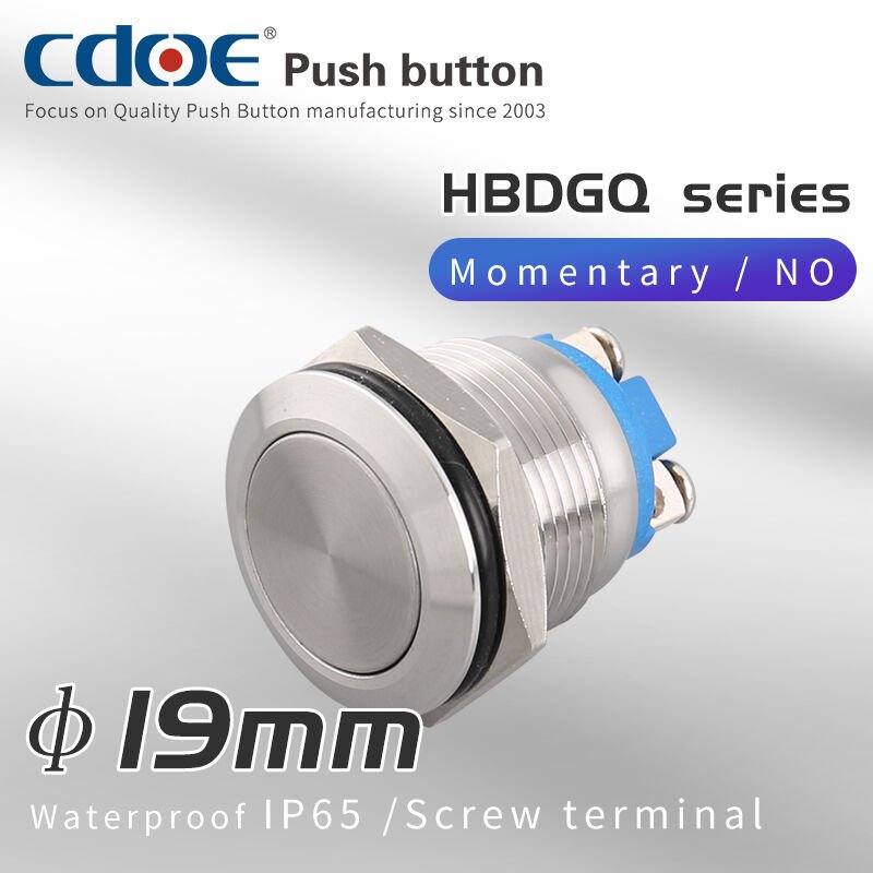 19mm Metal Buton Düz Paslanmaz/Çelik Ip65 Cd98S