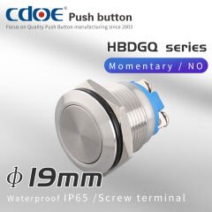 19mm Metal Buton Düz Paslanmaz/Çelik Ip65 Cd98S